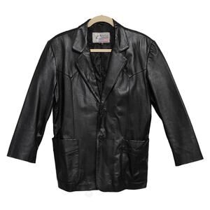 Vintage 90s Men's American Leather Western Blazer - Blk Genuine Leather - Size L